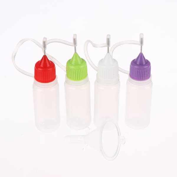 1 sæt klare plastikflasker med spids og låg til håndværkslim 30ml 6Pcs Bottles