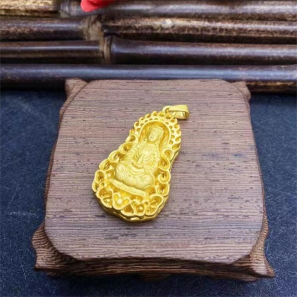 Buddhistisk Guanyin anheng Halskjede Gullbelagt stil Ornament M A4