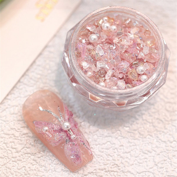 1Box ​​Nail Art Decoration 3D Shaped Gravel Nail Art Charm Pearl A1