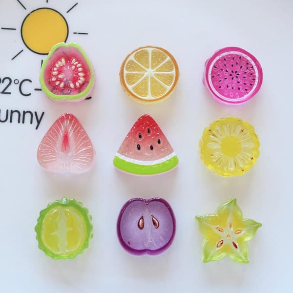 10 stk. Mini Kawaii e Vandmelon Frugt Flad Bagside Cabochons Scrapb StyleG