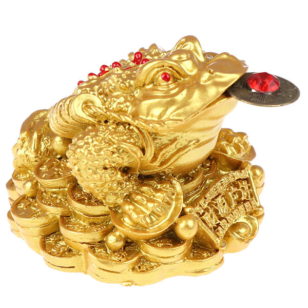 Feng Shui-padda for lykke og rikdom - Padda-figur for hjemmet eller kontoret Gold