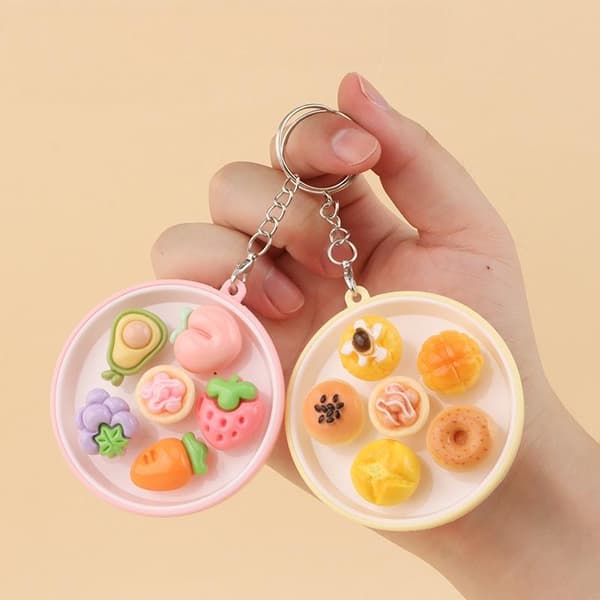 Fidget Nyckelring Simulering Mini Fruktskål Mullvad Spelknapp Leksak A5