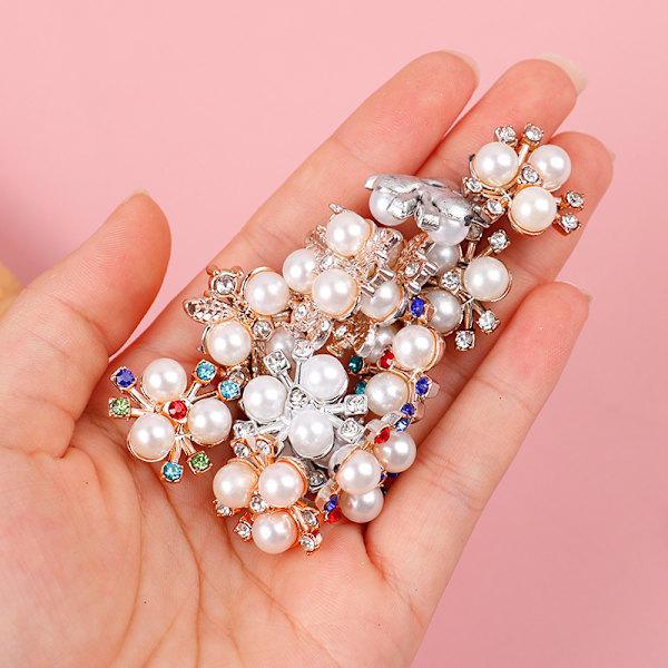 10 stk. Perleblomst Rhinestone Knapper Funklende Krystal Hårnål E