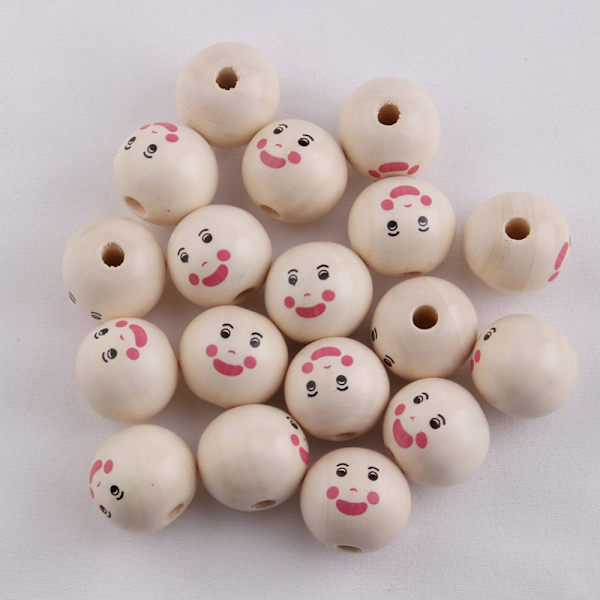 10 STK Tretrykt farge Smilende ansikt Dukkehodeperler DIY Jewel A4
