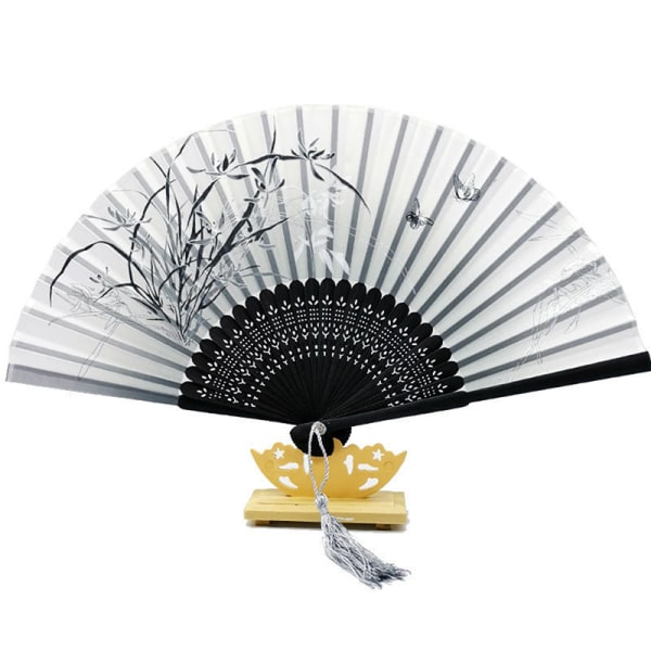 Vintage Style Folding Fan bambus håndvifte Wooden Shank Classic G