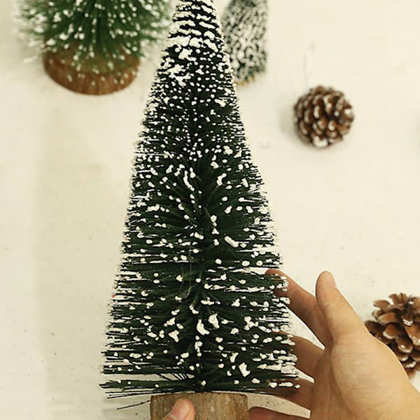 Mini Juletre Pine Flocking Stained White Cedar Desktop 10CM