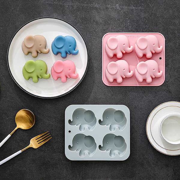 4-hulls Baby Elephant Silikonform e Dyrefondant Godteri Choco Blue