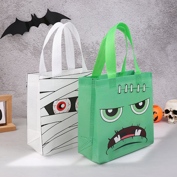 Halloween kangaskassit, joissa on kurpitsa, aave, lepakko ja muumio 2