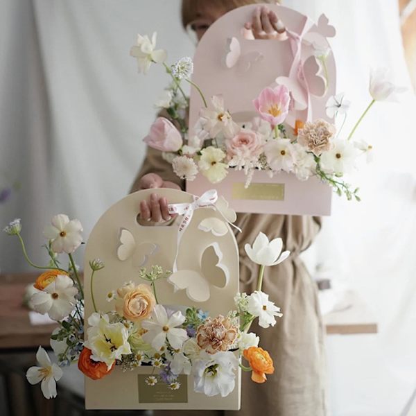 Bukett Tote Box Butterfly Hollow Out Handle Basket Party Gift A3