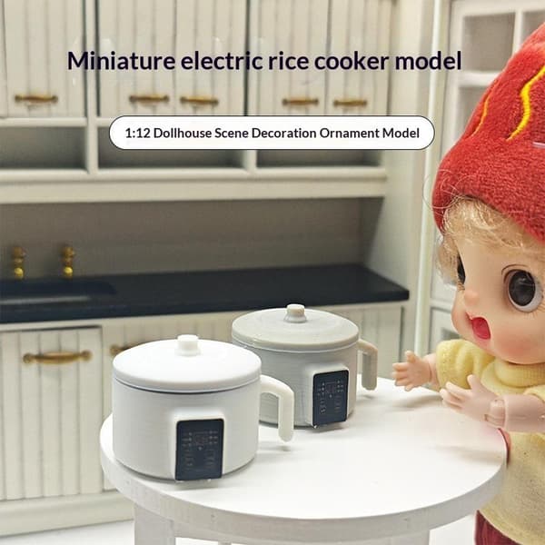 Realistisk Miniature Riskoger Model 1/12 Dukkehus Mini Køkken White