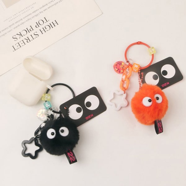 Color Plysj nøkkelring Spirited Away Colorful Coal Ball Spirit El Pink