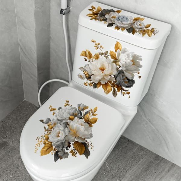 Kukka WC-istuimen tarra Itseliimautuva WC DIY Irrotettava E
