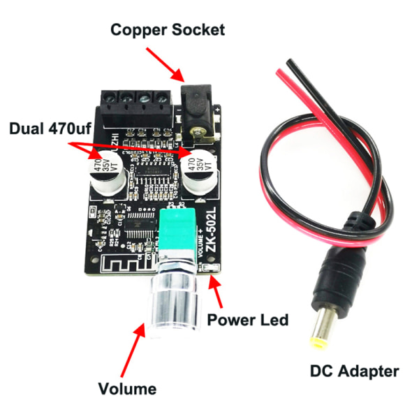 MINI 50W Bluetooth 5.0 Wireless eller Stereokort Amp Amplificador A