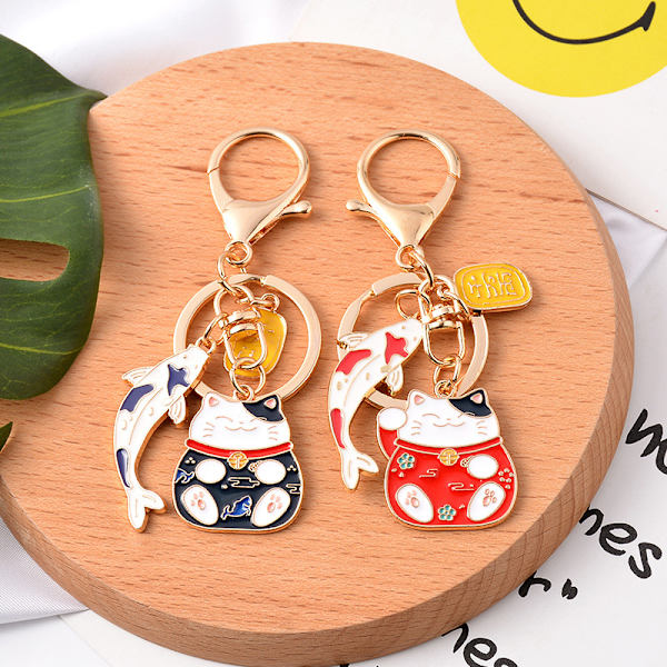 Fortune Cat avaimenperät Koi Fish Riipus avaimenperä Lovely Key Rin Red