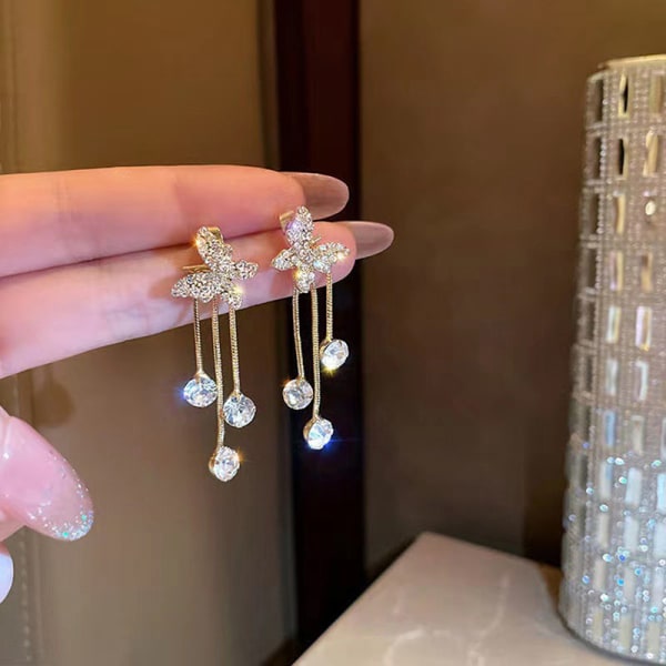 n Shiny Rhinestone Pearl Tofs Drop örhängen för kvinnor Elegant