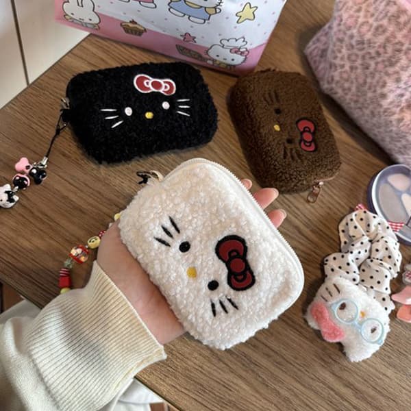 Sanrio Hello Kitty e Tecknad Sminkväska Bärbar Liten Artikel CCD Brown
