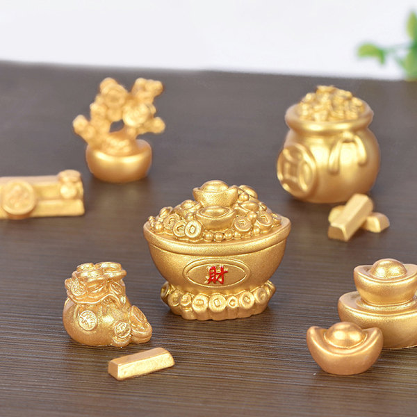 Feng Shui Auspicious Fa Cai Penger Tre Gullbar Bag Lykkelig For A19