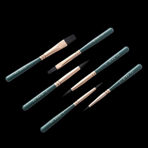 6 stk. multifunksjonelle nylonpensler akvarellpensel mini Green