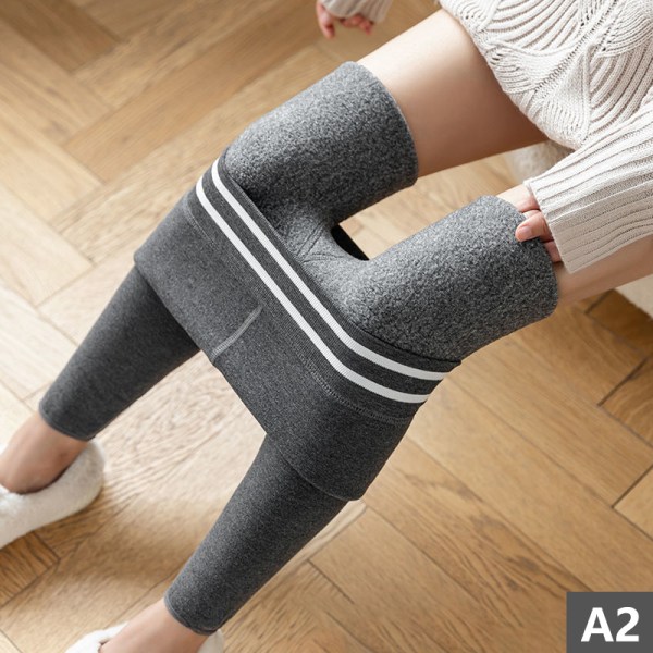 Kvinder Velvet Legging Fleece Varmt Undertøj Bukser Elastisk talje Dark gray