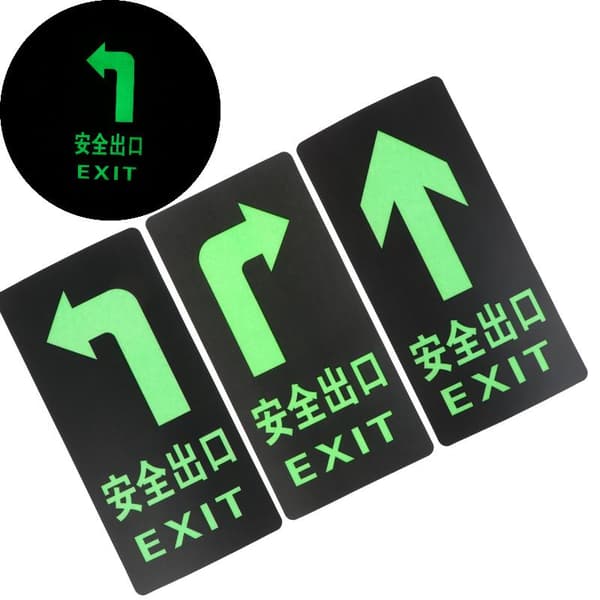 2/6 stk. selvklebende lysende tape for utgangsskilt vegg S exit right 2pcs