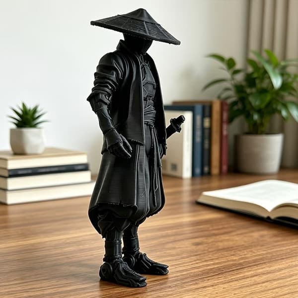 Svart statue med fin 3D-print, perfekt for hjemmekontorpulten