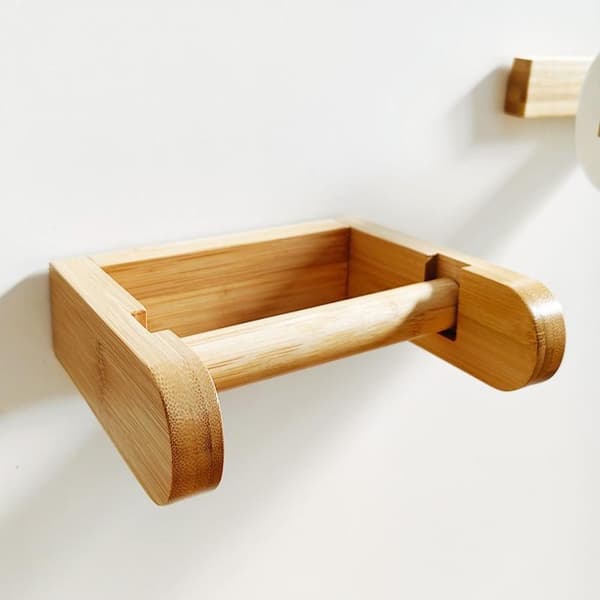 1 stk. bambusmonteret toiletpapirholder til hjemmet A