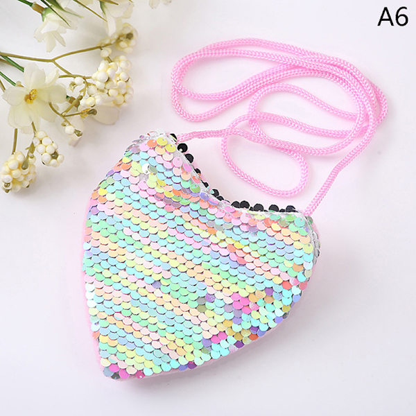 Kreativ paljettmyntväska Little Girl Messenger Love Shoulder A6