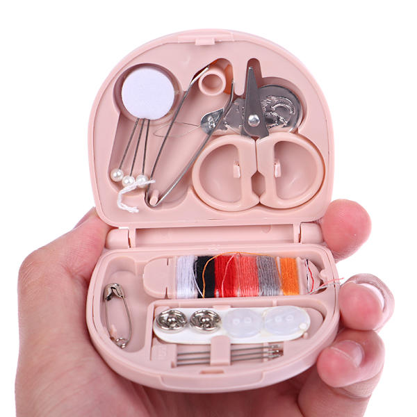 Bærbar sysett Mini syboks  Fingerbøll Knapper Pin Hjem S Light pink