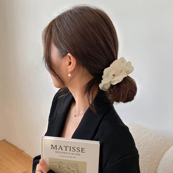 Mykt hår Scrunchies ensfarget hårbånd for jenter hestehale Beige