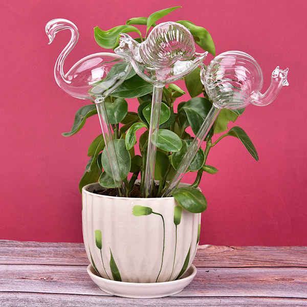 1 kpl Glass Flowers Water Feeder Self Watering Bird Design Wate Bird