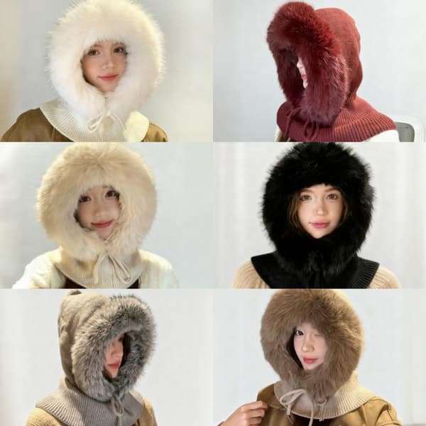 Dame Høst Vinter Polyesterfiber Strikket Lue Trendy Og Ve White