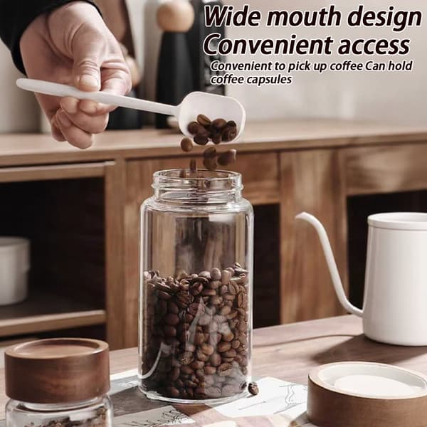Kaffeböna Glas Förseglad Burkte Kaffepulver Krydda Förseglad Sto B