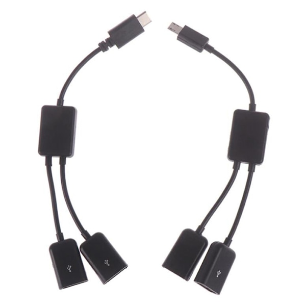 Micro USB/Type C til Dual Port HUB Cable Y Splitter for nettbrett P B
