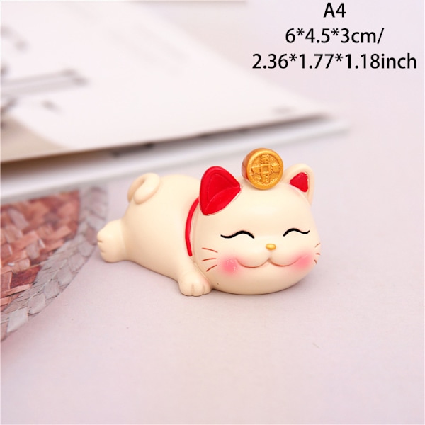 Kawaii Cat Figurine Wealth Fortune Sculpture Gaming Office Tabell A4