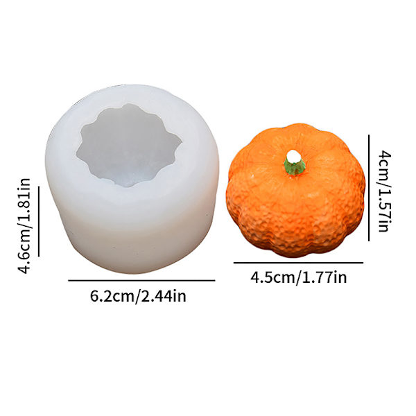 1 stk silikon 3 størrelser Halloween 3D gresskarform lysdekorasjon S