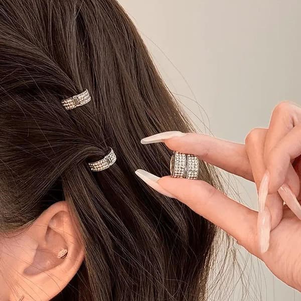 5 stk Hårklemme Kvinner Pannebånd Sideklemme Rund Legering Hårknapp A2 5PCS