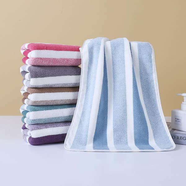 2 stk. stribede mikrofiber badehåndklæder til badeværelse, brusebad, svømning Coffee