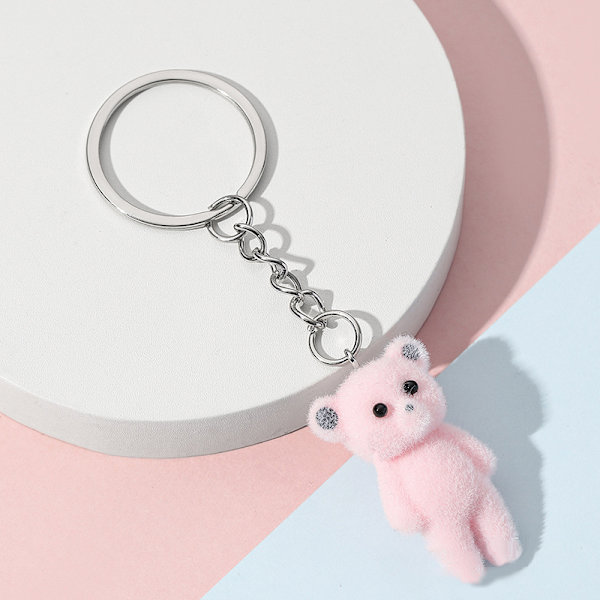 Flocking Kitten Bear nøkkelring Resin Cat Phone Pendant Bear Keyr A6