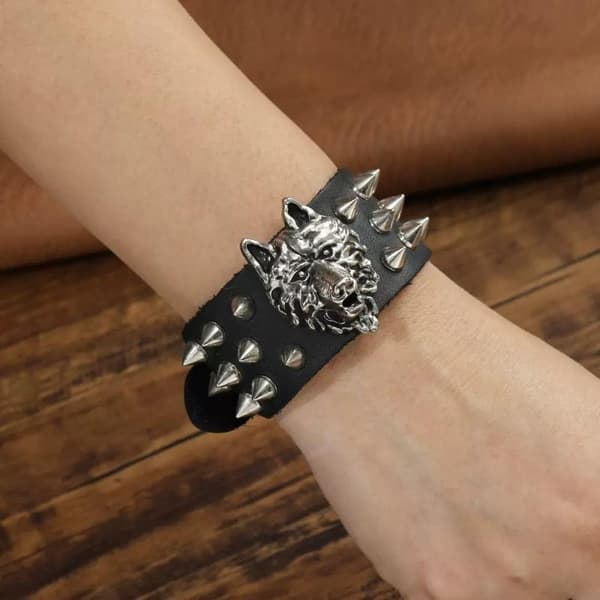 Gotisk Harajuku Nittearmbånd Sort PU Læderarmbånd Til Mig A4