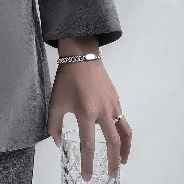 Minimalistiske Hip Hop metallarmbånd for kvinner menn Titanium stål