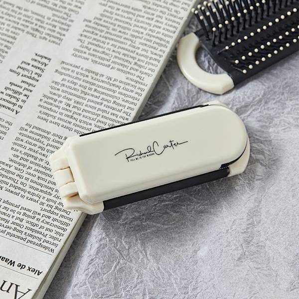 Bärbar Mini Pocket hårkam med spegelvikbar borste