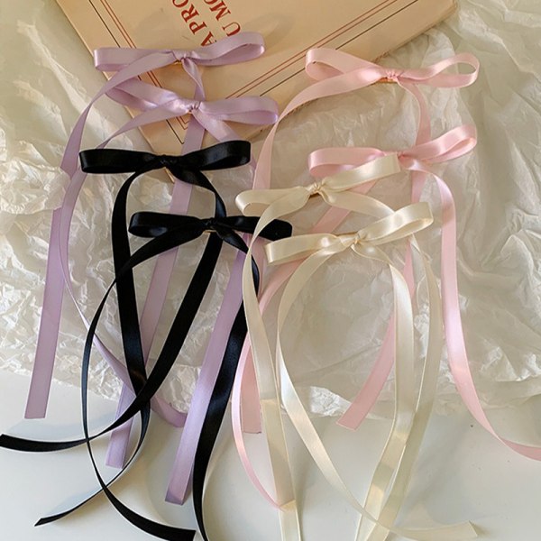 n Style Ribbon Rosett Hårklämma Lång tofs Hårnål Sweet Lovely H Blue