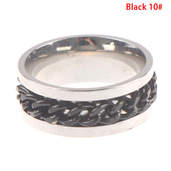 Ring Flaskeåbner Titanium Stål Kæderotation Ringe Unisex E Black 10