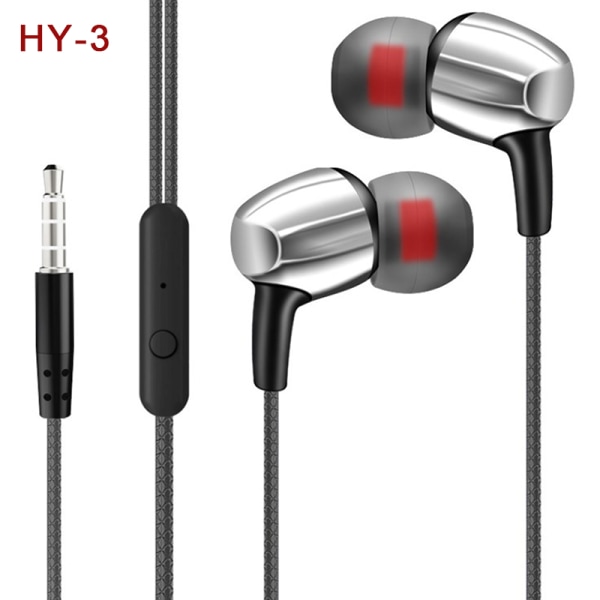 3,5 mm In-ear Stereo In Ear Mikrofon Ørepropper Kablet Headset For Black HY-3