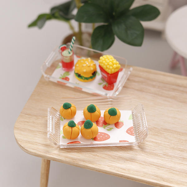 1:12 Dukkehus Miniatyr Transparent Stripe Skuff Middagstallerken M Striped tray