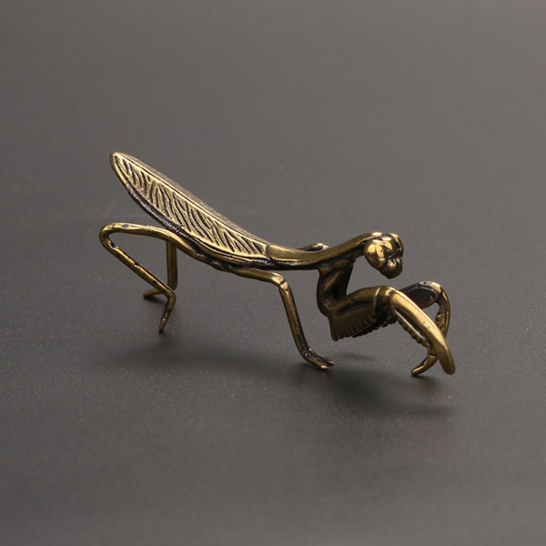 Copper Mantis Miniature Ornament Tea Pet Antique Solid Insect F