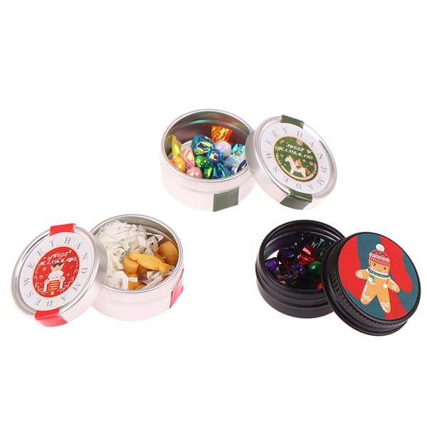 1Sett 1:12 Dukkehus Mini Julekaker Godteri Gaveeske Tin B 2#