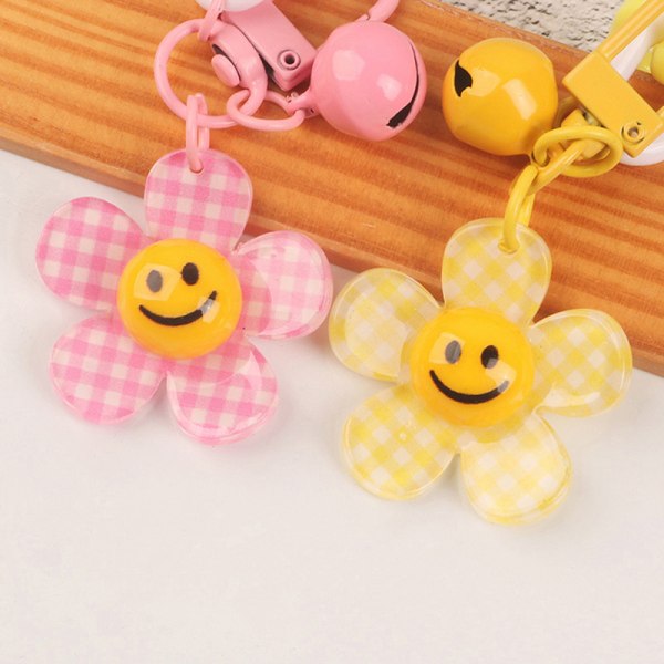1 Stk Farverig e Smiley Face Flower Key Chain For Women Rygsæk Yellow