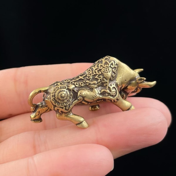 Messing Lucky Bullfighting Statue Hjem Ornamenter Kobber Dyr Mi