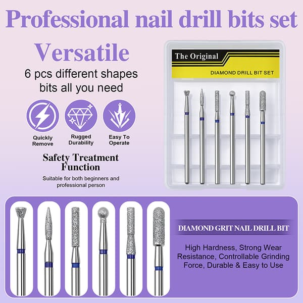 6 STK. neglebor roterende elektrisk fræser til pedicure M A4